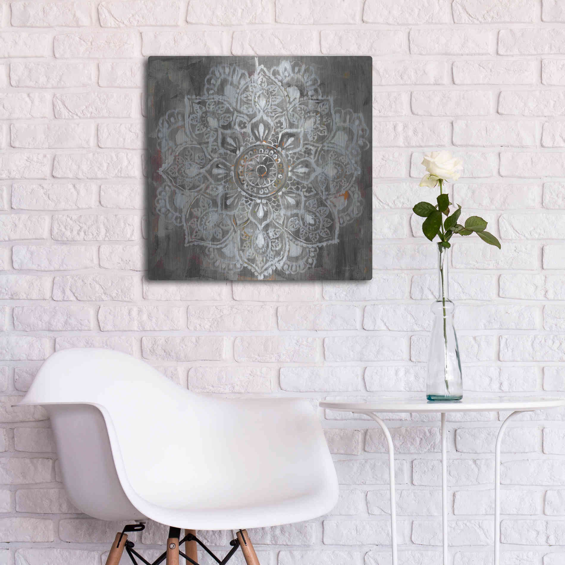 Luxe Metal Art 'Mandala In Neutral II' by Danhui Nai, Metal Wall Art,24x24