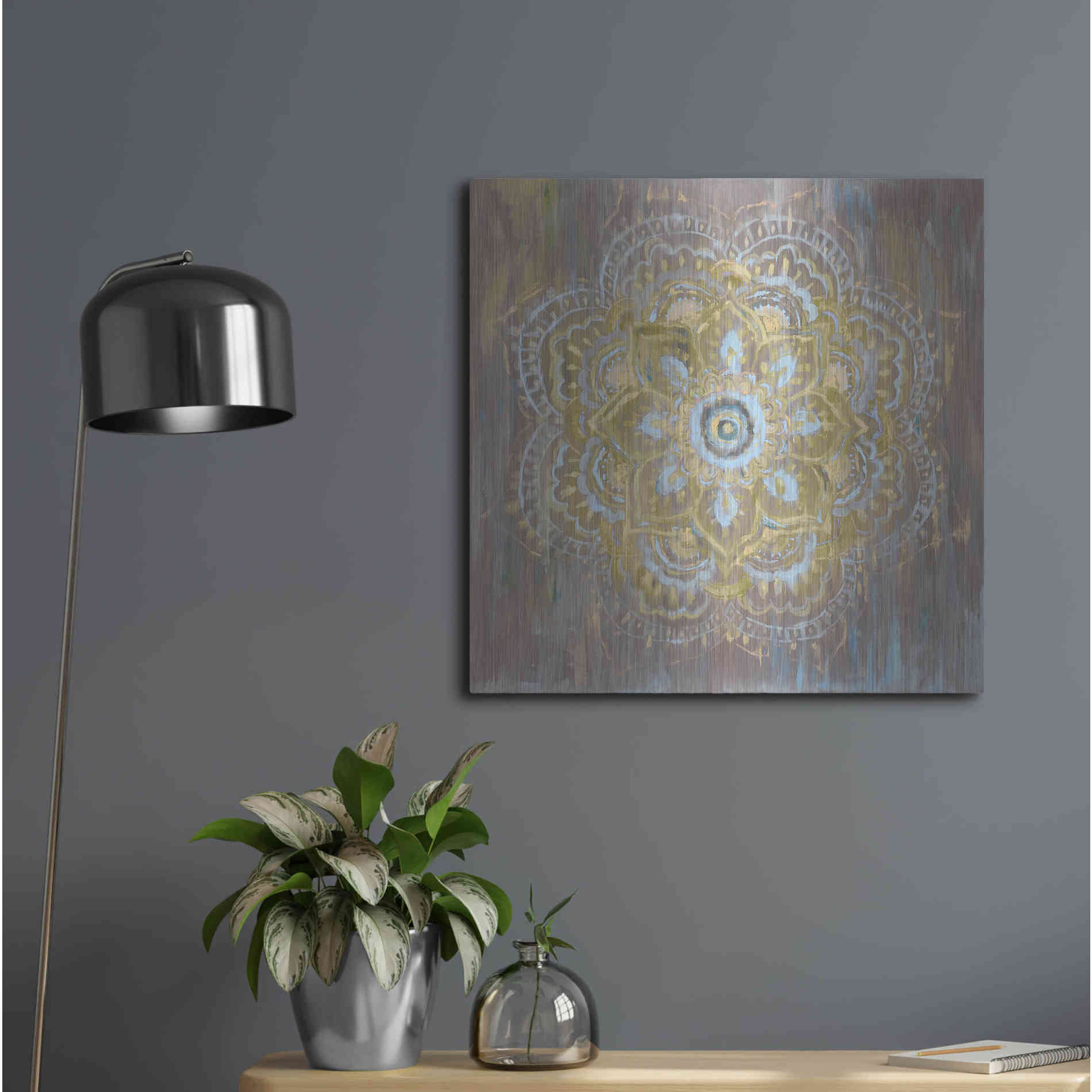 Luxe Metal Art 'Bombay Bohemian Neutral' by Danhui Nai, Metal Wall Art,24x24