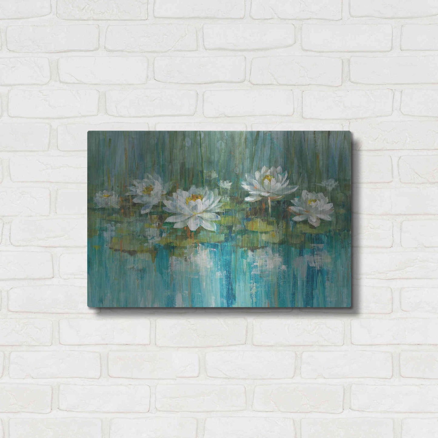 Luxe Metal Art 'Water Lily Pond' by Danhui Nai, Metal Wall Art,24x16