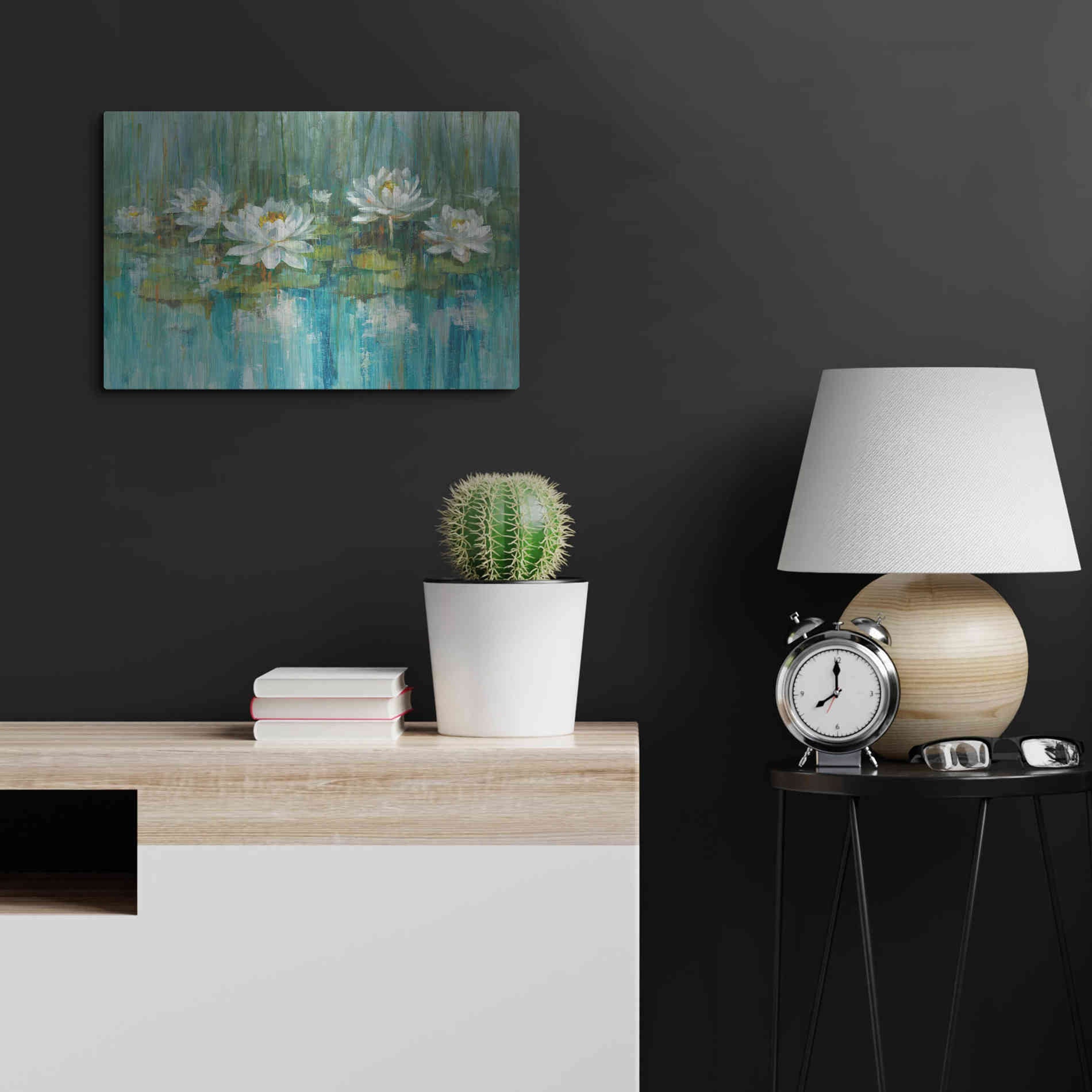 Luxe Metal Art 'Water Lily Pond' by Danhui Nai, Metal Wall Art,24x16