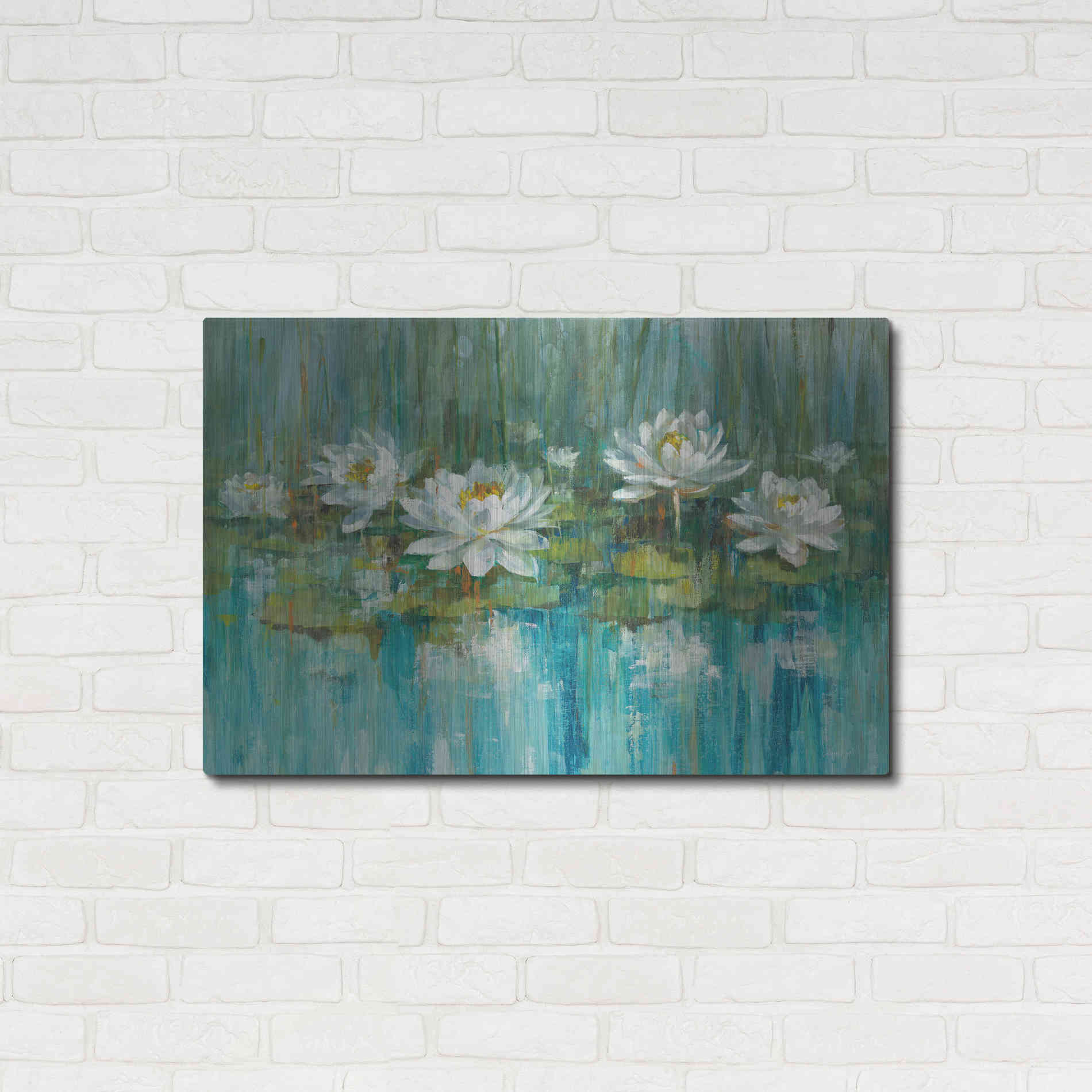 Luxe Metal Art 'Water Lily Pond' by Danhui Nai, Metal Wall Art,36x24