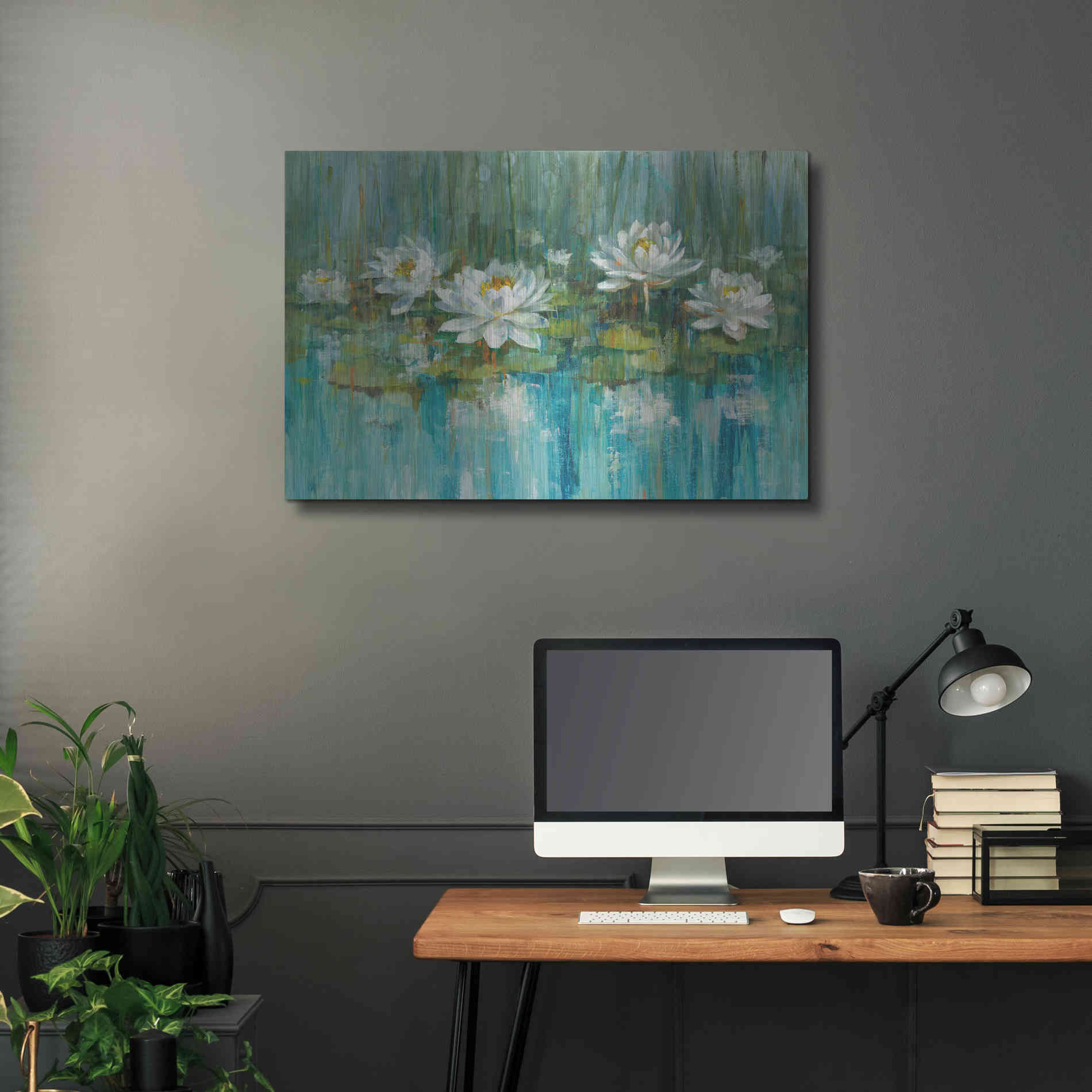 Luxe Metal Art 'Water Lily Pond' by Danhui Nai, Metal Wall Art,36x24