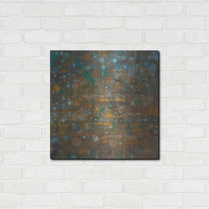 Luxe Metal Art 'Blue And Bronze Dots X' by Danhui Nai, Metal Wall Art,24x24