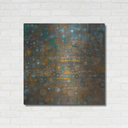 Luxe Metal Art 'Blue And Bronze Dots X' by Danhui Nai, Metal Wall Art,36x36