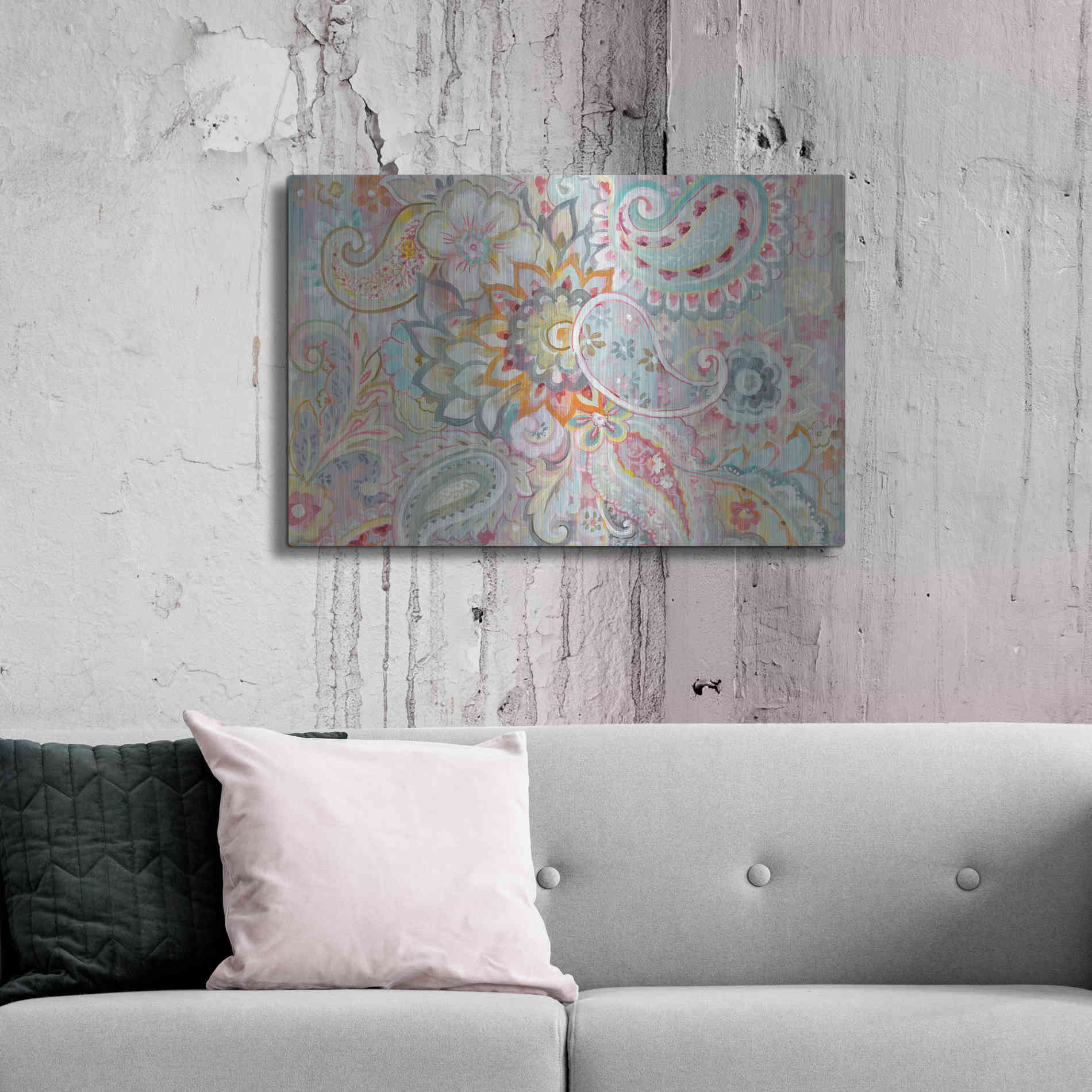 Luxe Metal Art 'Boho Japonais' by Danhui Nai, Metal Wall Art,36x24