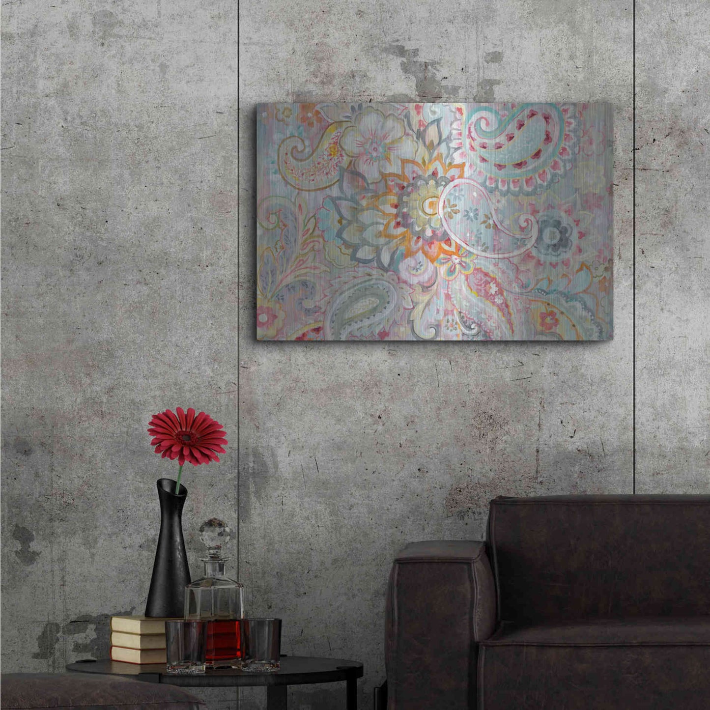 Luxe Metal Art 'Boho Japonais' by Danhui Nai, Metal Wall Art,36x24