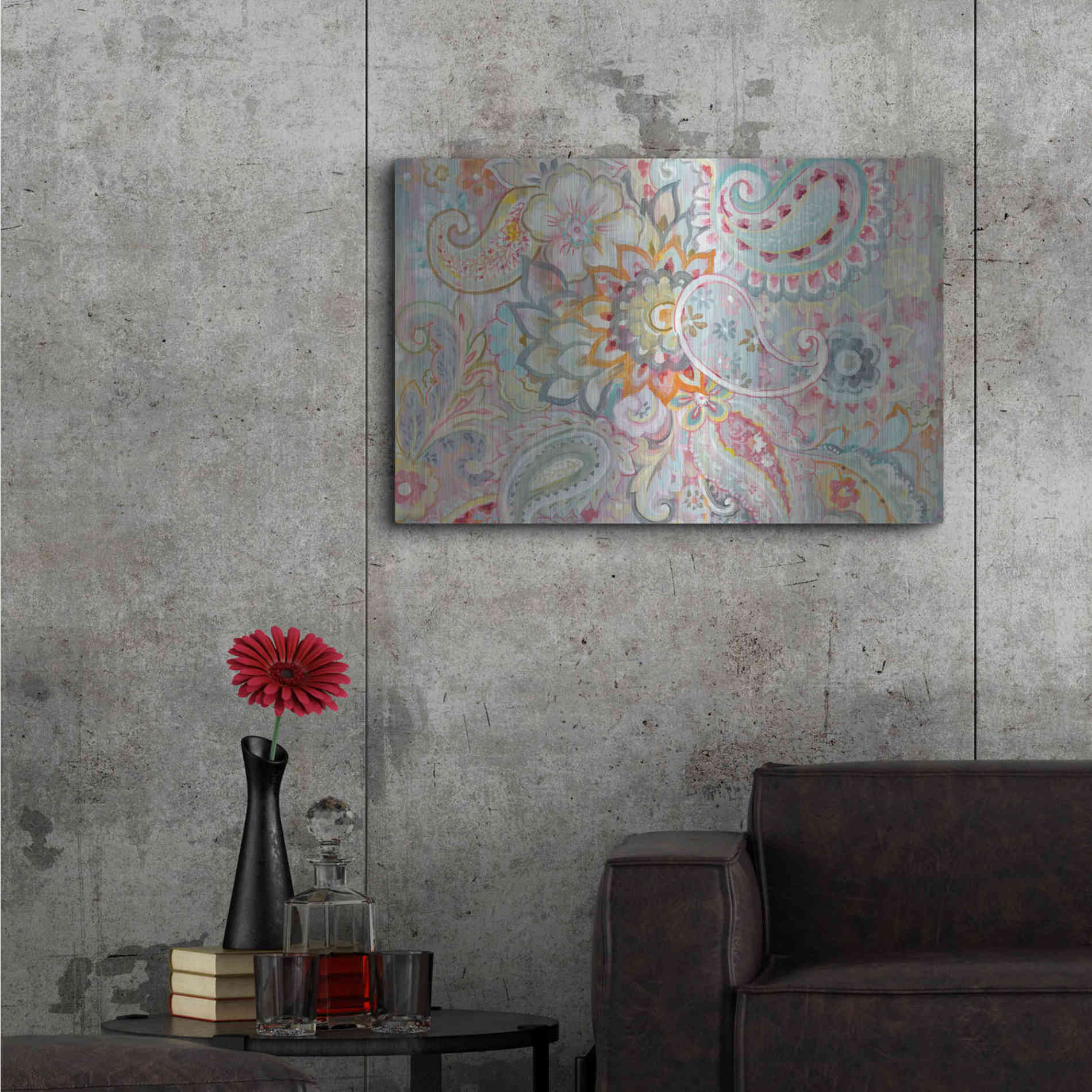 Luxe Metal Art 'Boho Japonais' by Danhui Nai, Metal Wall Art,36x24