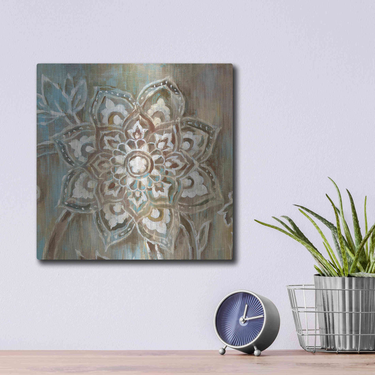 Luxe Metal Art 'Henna II Blue' by Danhui Nai, Metal Wall Art,12x12