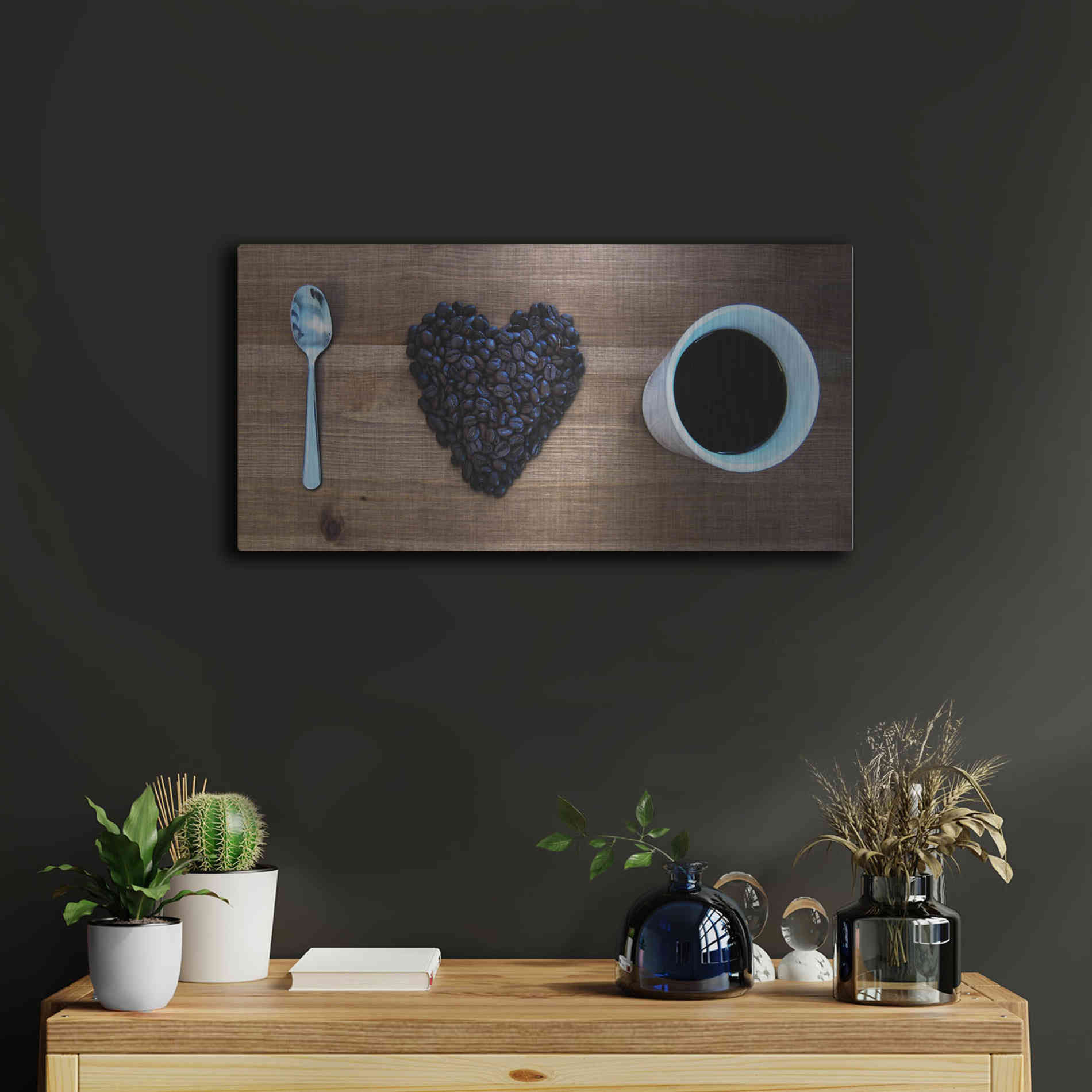 Luxe Metal Art 'I Love Coffee' by Nicklas Gustafsson, Metal Wall Art,24x12