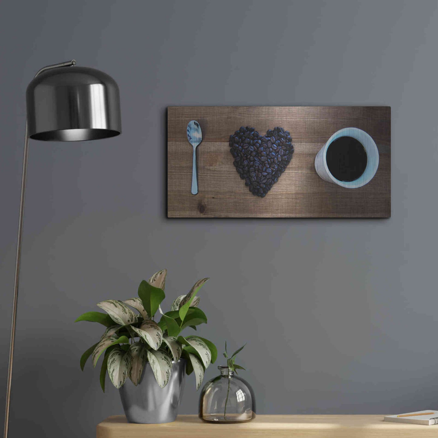 Luxe Metal Art 'I Love Coffee' by Nicklas Gustafsson, Metal Wall Art,24x12