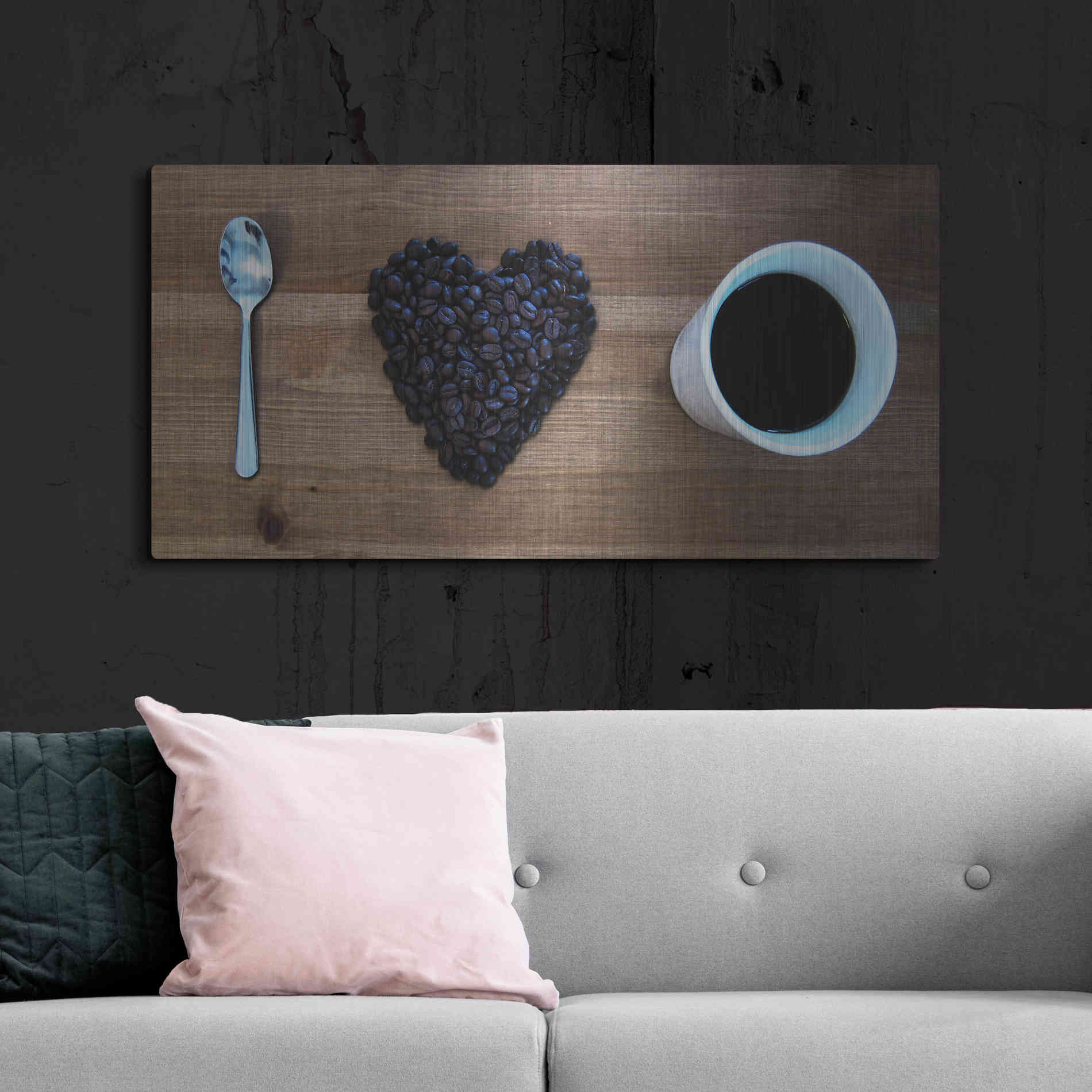 Luxe Metal Art 'I Love Coffee' by Nicklas Gustafsson, Metal Wall Art,48x24