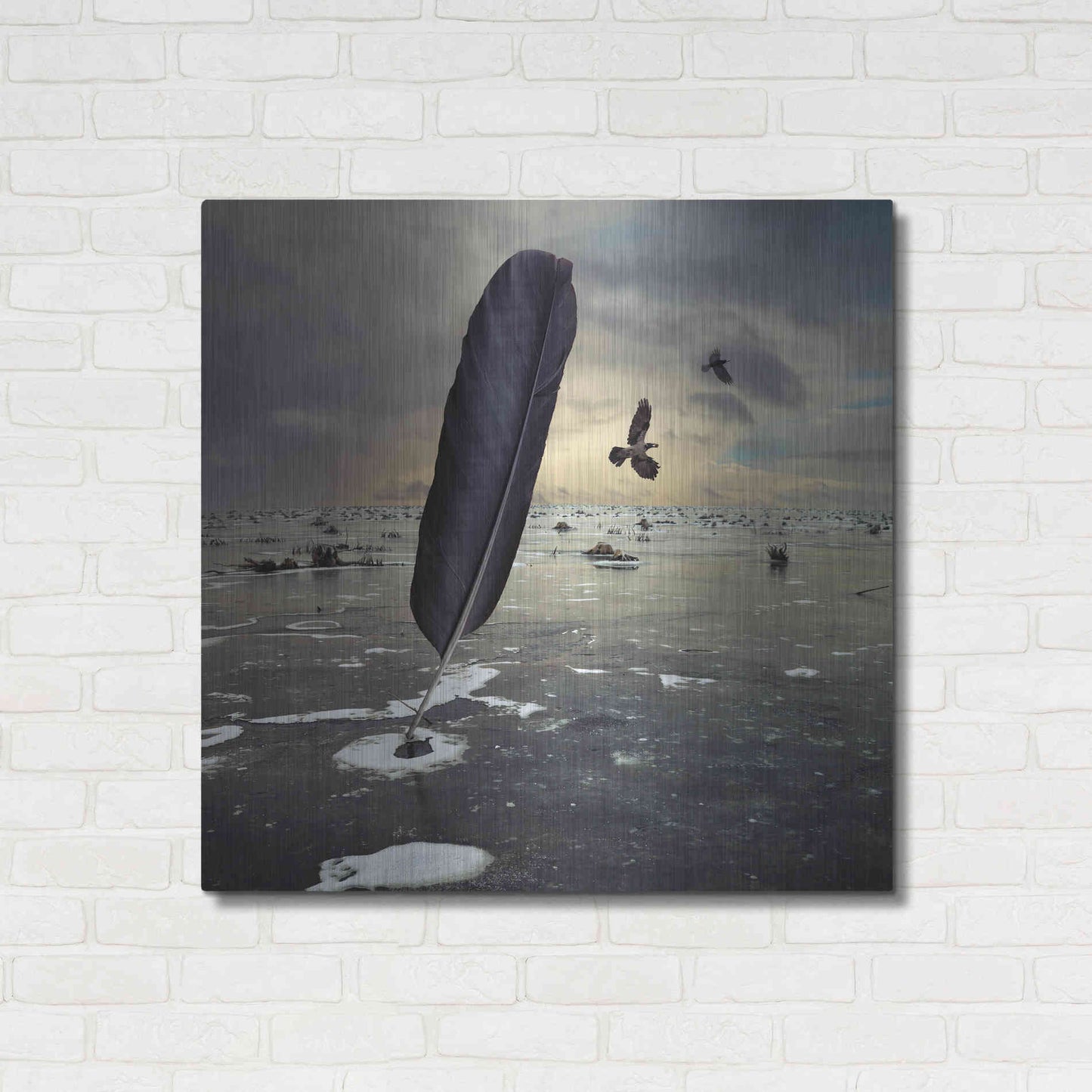 Luxe Metal Art 'Featherland' by Dariusz Klimczak, Metal Wall Art,36x36