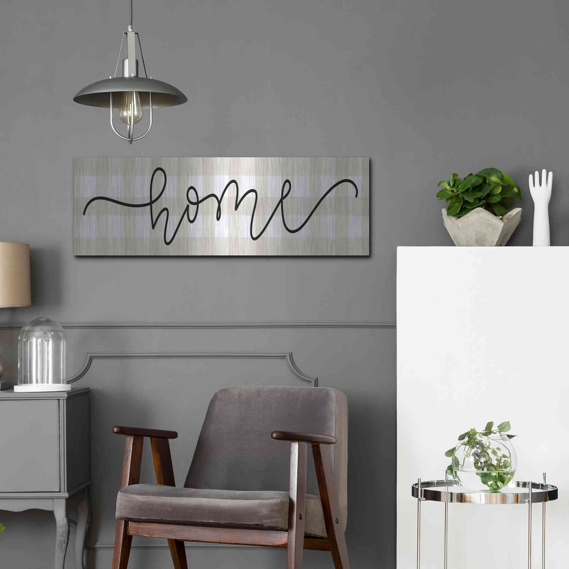 Luxe Metal Art 'Home' by Imperfect Dust, Metal Wall Art,36x12
