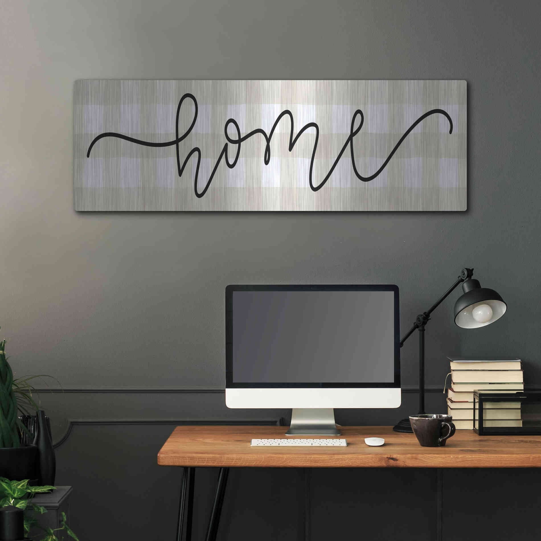 Luxe Metal Art 'Home' by Imperfect Dust, Metal Wall Art,48x16