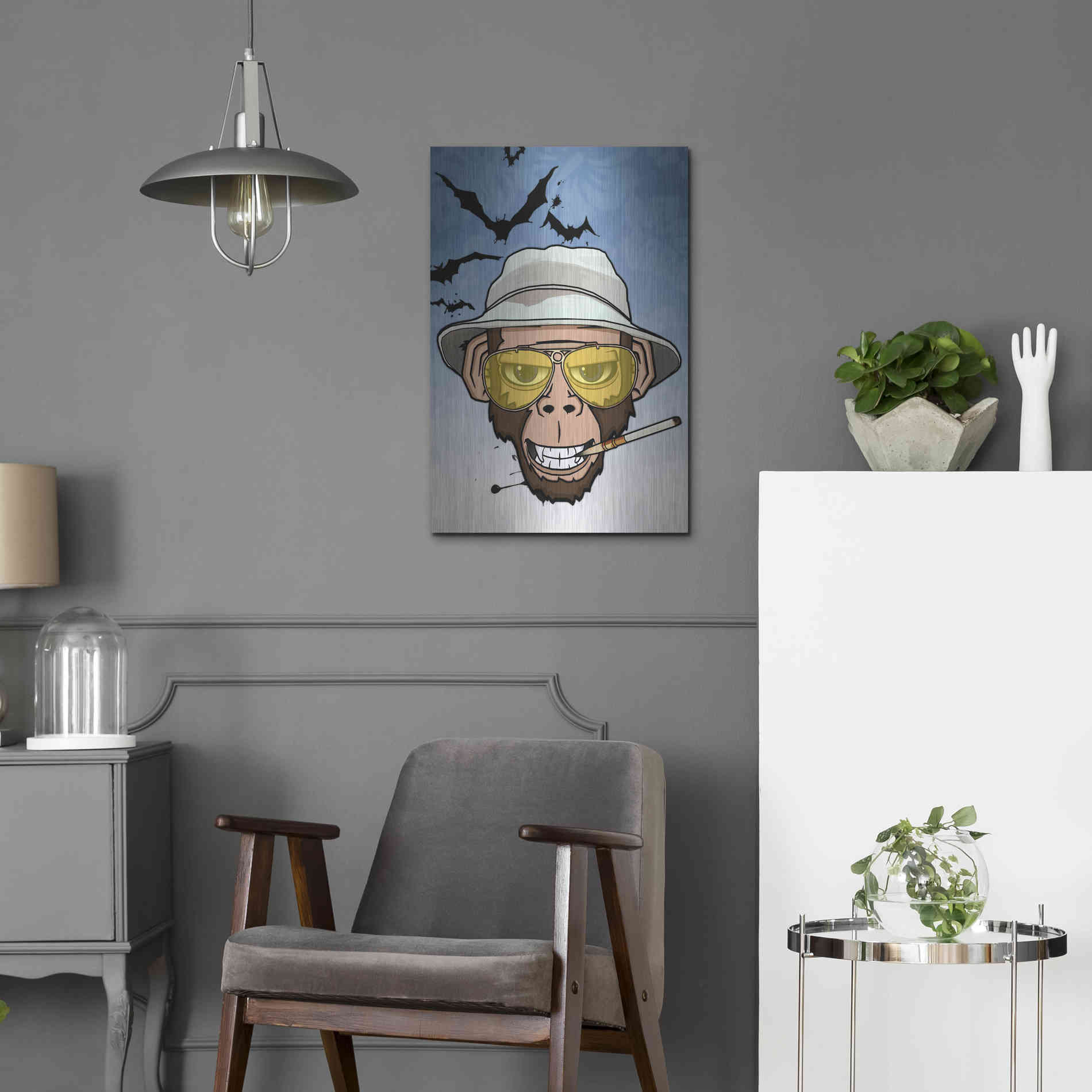 Luxe Metal Art 'Monkey Business in Las Vegas' by Nicklas Gustafsson, Metal Wall Art,16x24