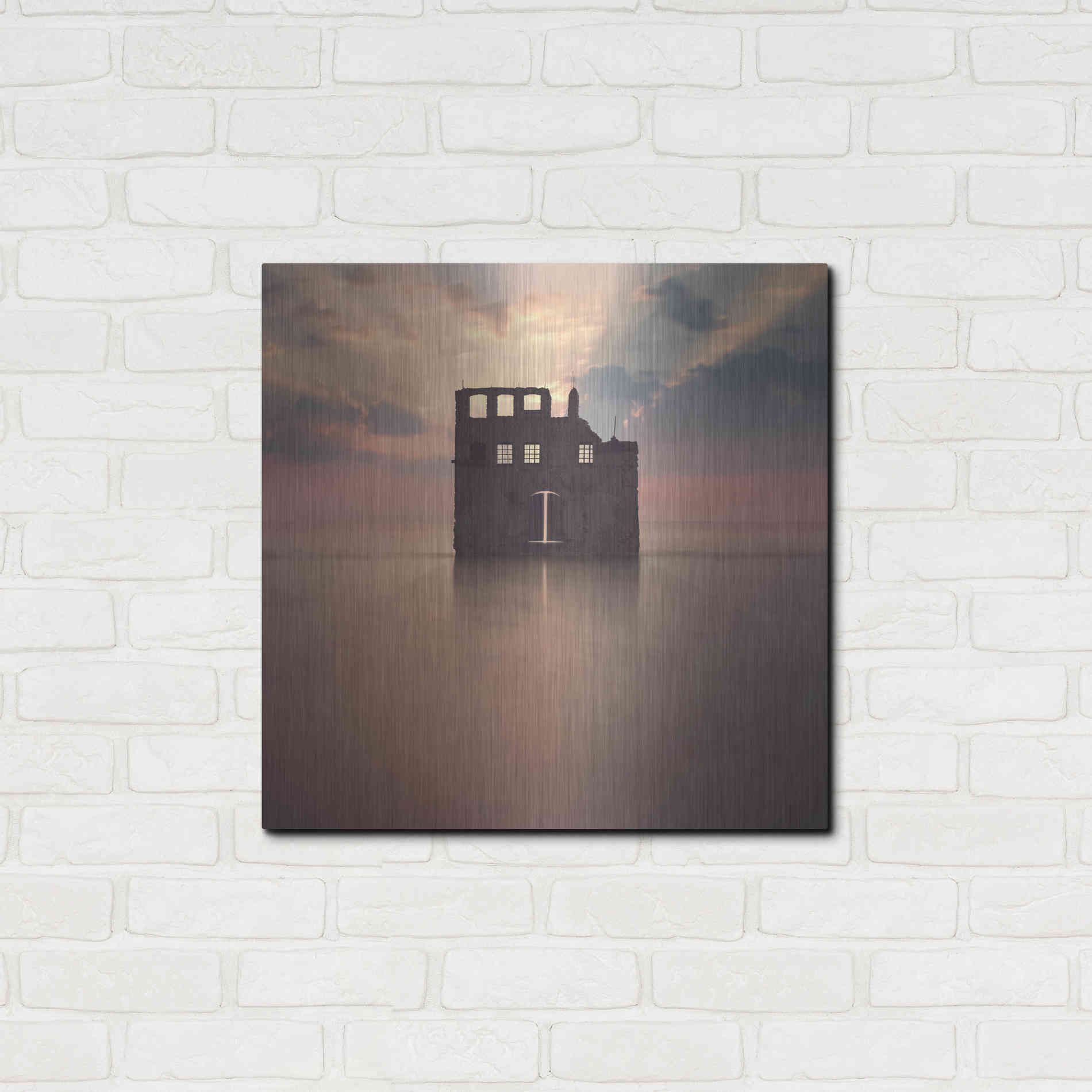 Luxe Metal Art 'Watercastle' by Dariusz Klimczak, Metal Wall Art,24x24