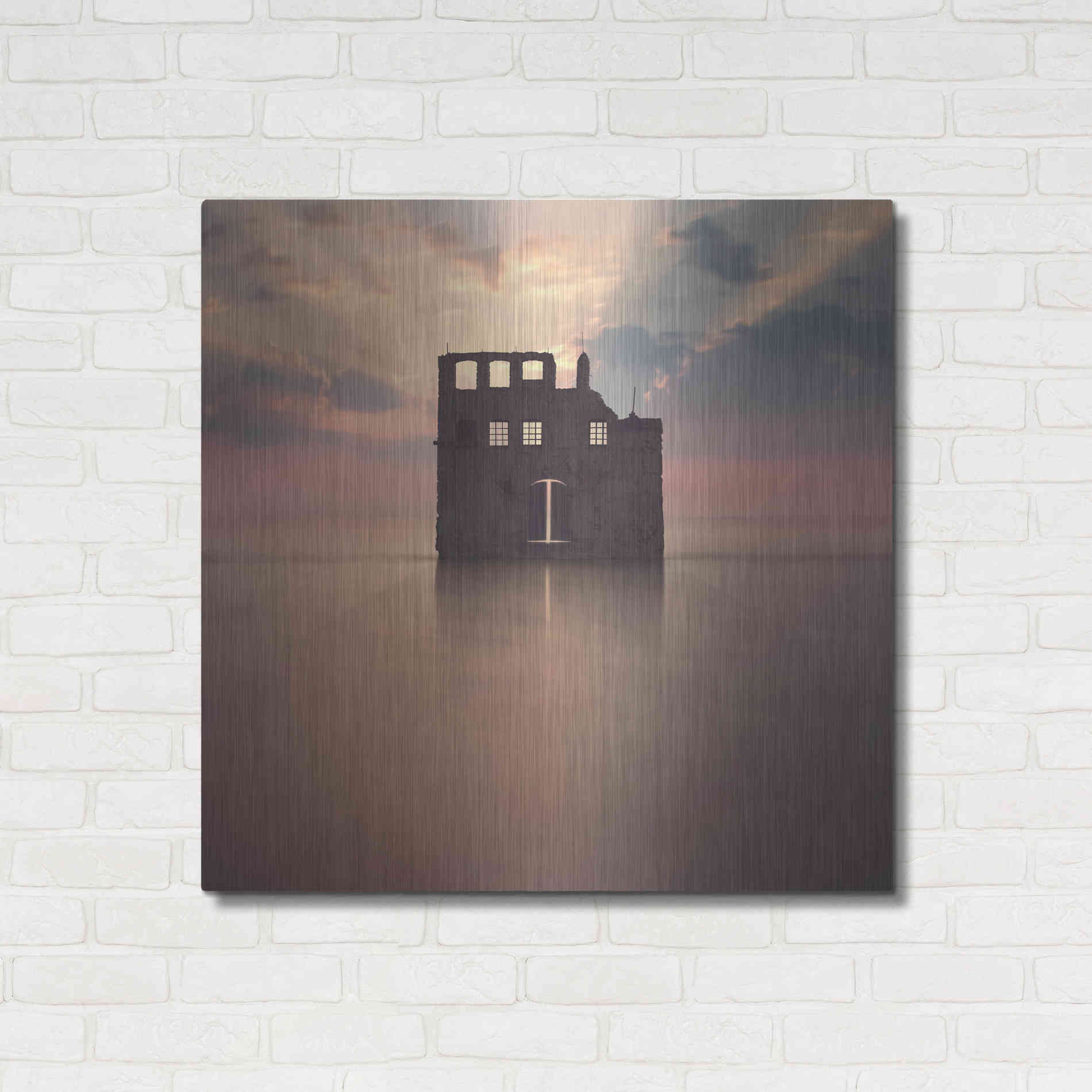 Luxe Metal Art 'Watercastle' by Dariusz Klimczak, Metal Wall Art,36x36