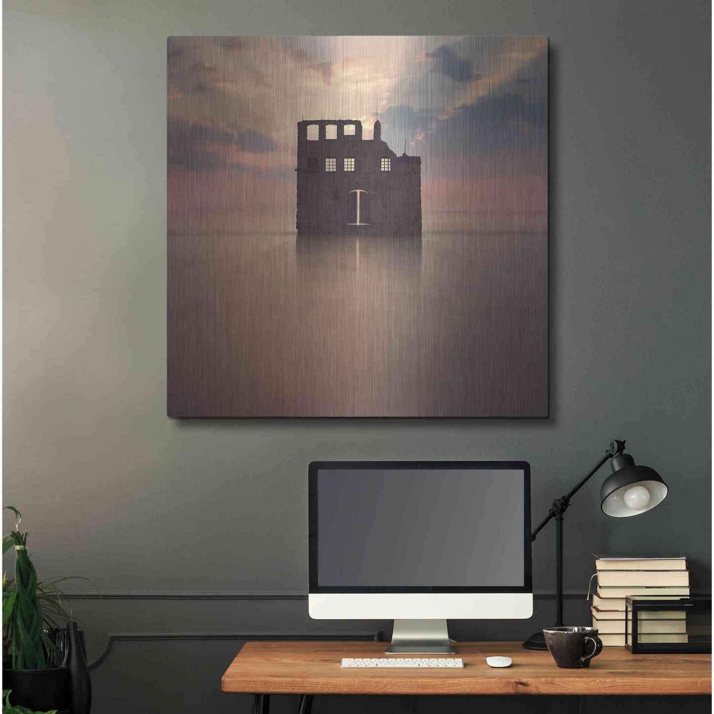 Luxe Metal Art 'Watercastle' by Dariusz Klimczak, Metal Wall Art,36x36