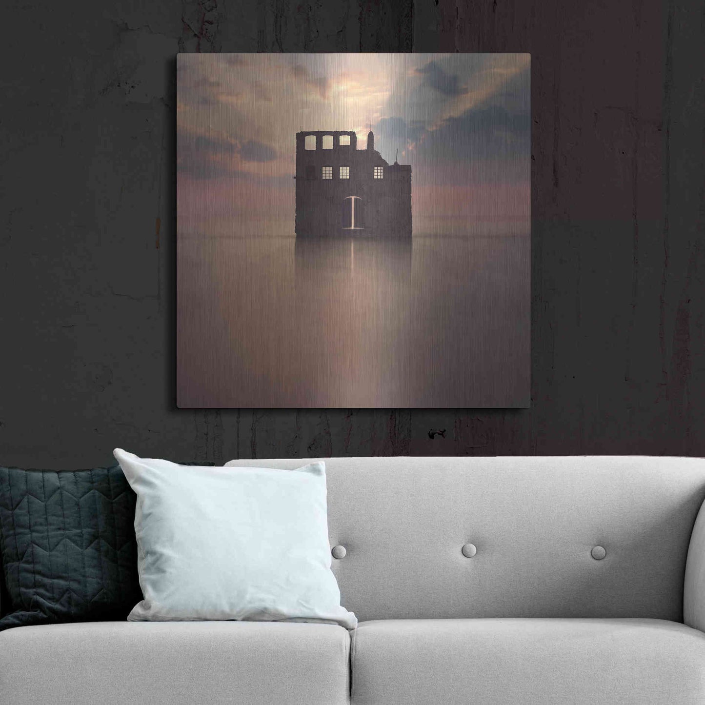 Luxe Metal Art 'Watercastle' by Dariusz Klimczak, Metal Wall Art,36x36