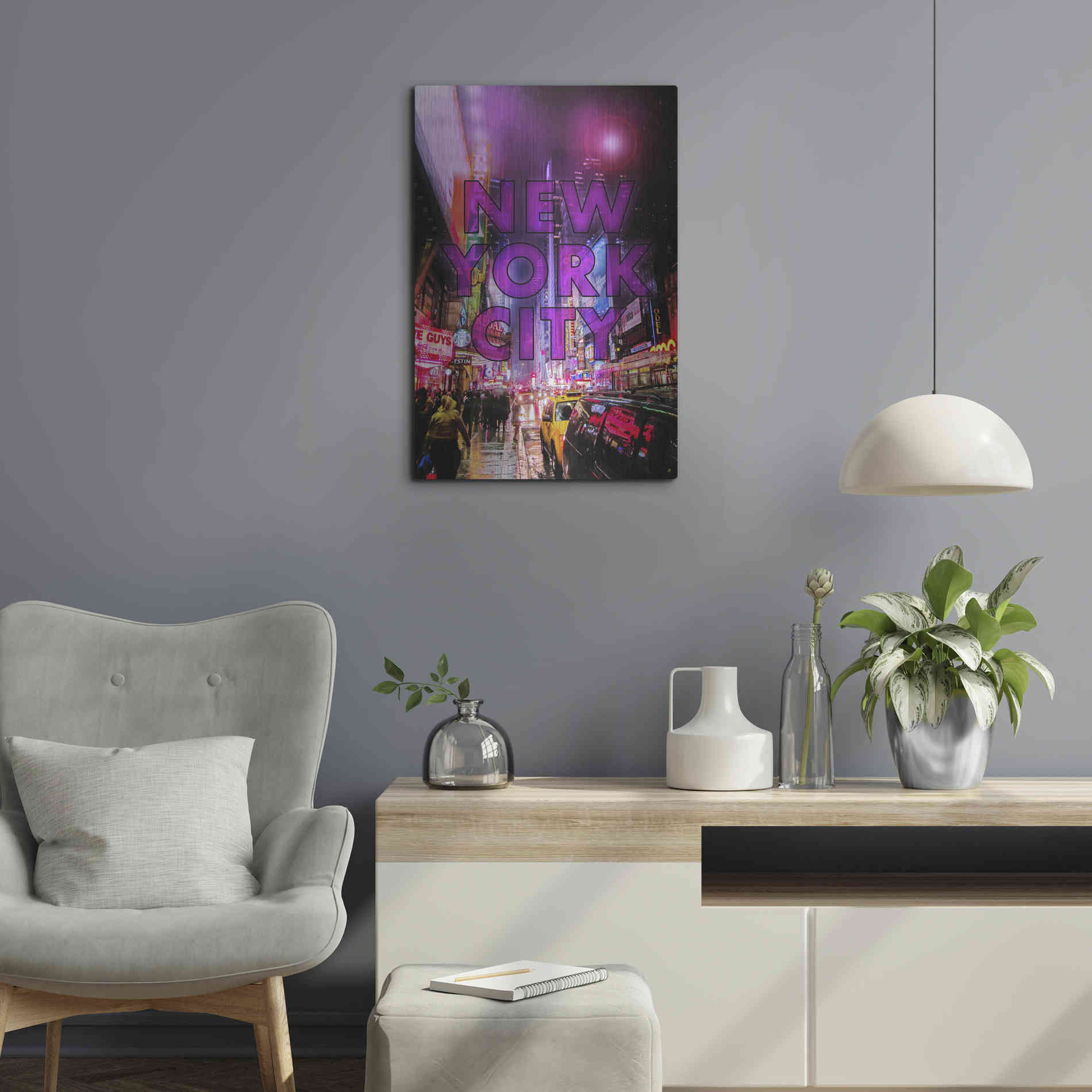 Luxe Metal Art 'New York City Color' by Nicklas Gustafsson, Metal Wall Art,16x24