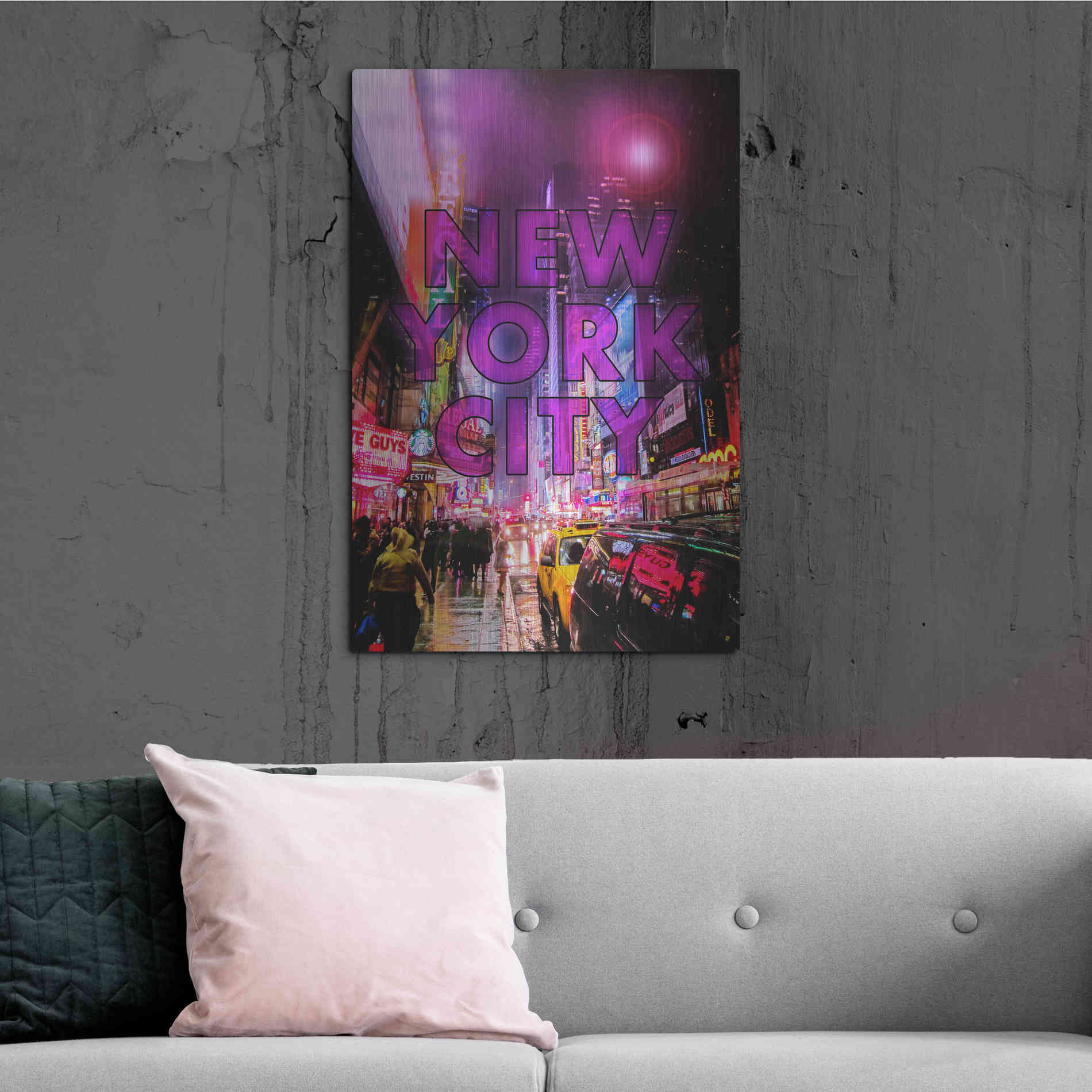 Luxe Metal Art 'New York City Color' by Nicklas Gustafsson, Metal Wall Art,24x36