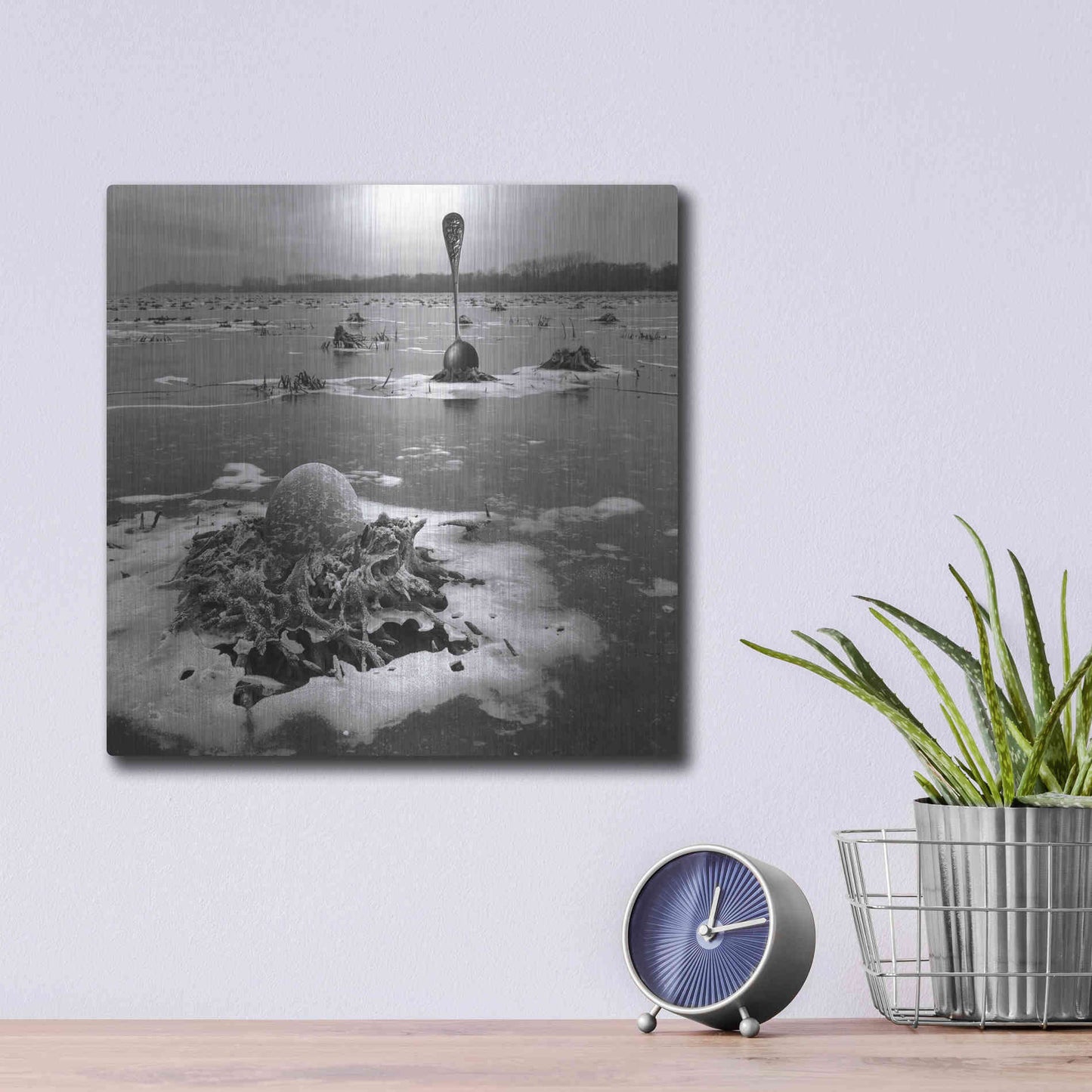 Luxe Metal Art 'Frozen Breakfast' by Dariusz Klimczak, Metal Wall Art,12x12