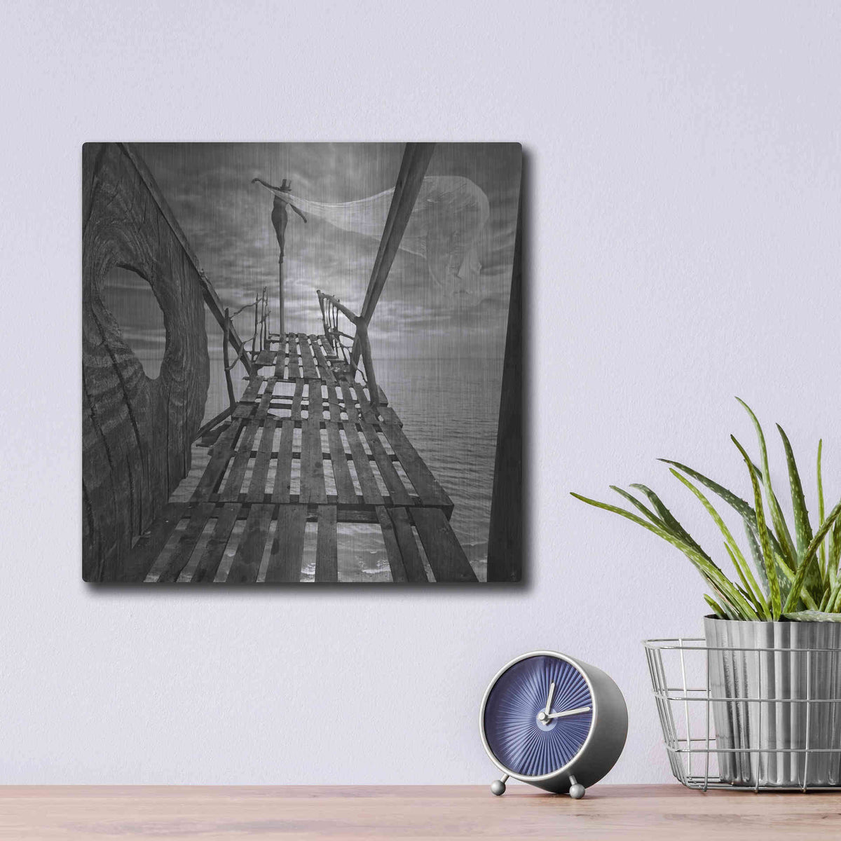 Luxe Metal Art 'Black Bridge' by Dariusz Klimczak, Metal Wall Art,12x12