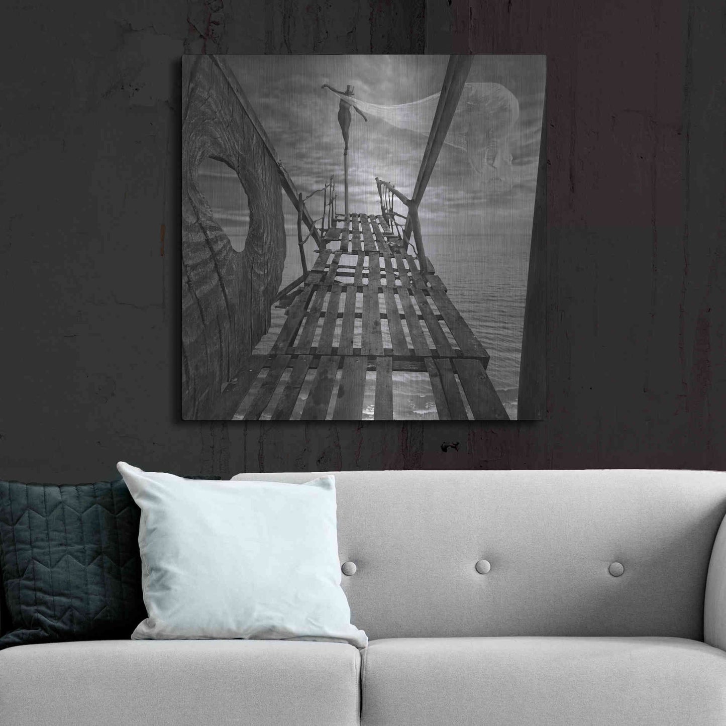 Luxe Metal Art 'Black Bridge' by Dariusz Klimczak, Metal Wall Art,36x36