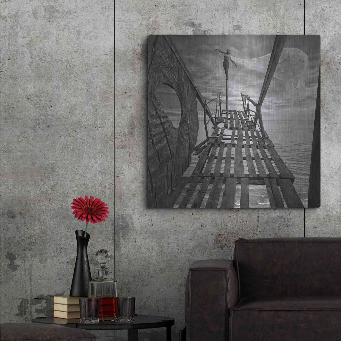 Luxe Metal Art 'Black Bridge' by Dariusz Klimczak, Metal Wall Art,36x36