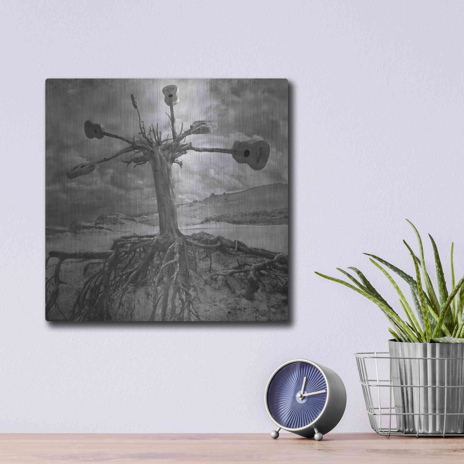 Luxe Metal Art 'Gitarodrzew' by Dariusz Klimczak, Metal Wall Art,12x12