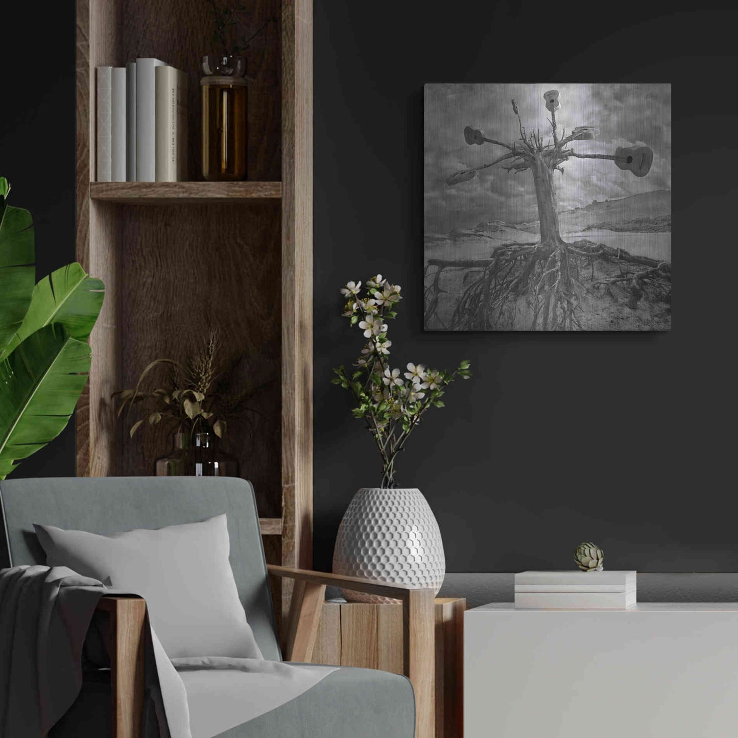 Luxe Metal Art 'Gitarodrzew' by Dariusz Klimczak, Metal Wall Art,24x24