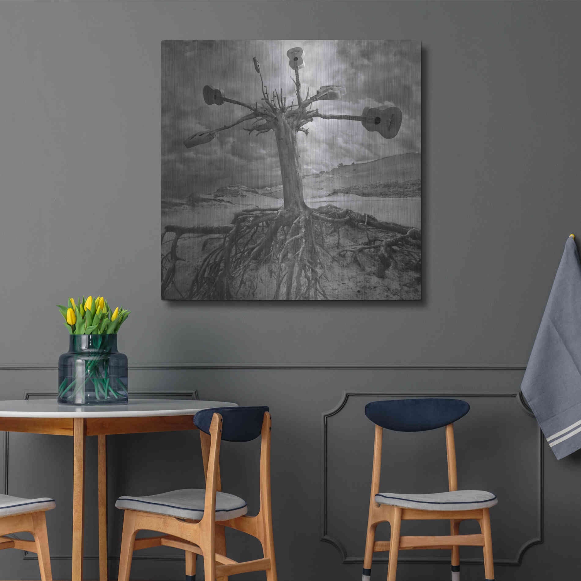 Luxe Metal Art 'Gitarodrzew' by Dariusz Klimczak, Metal Wall Art,36x36