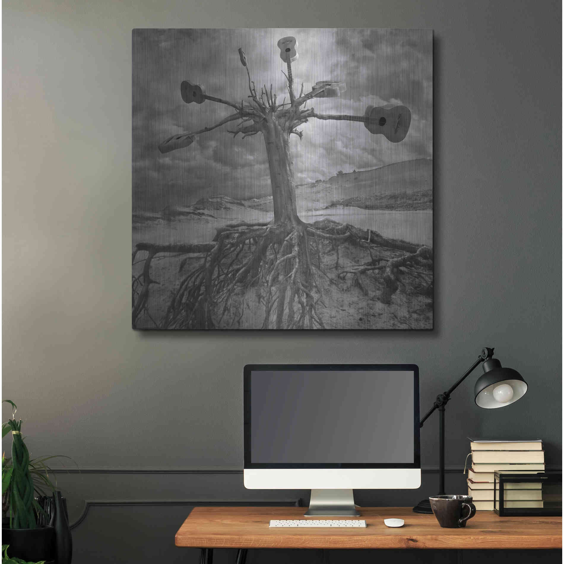 Luxe Metal Art 'Gitarodrzew' by Dariusz Klimczak, Metal Wall Art,36x36