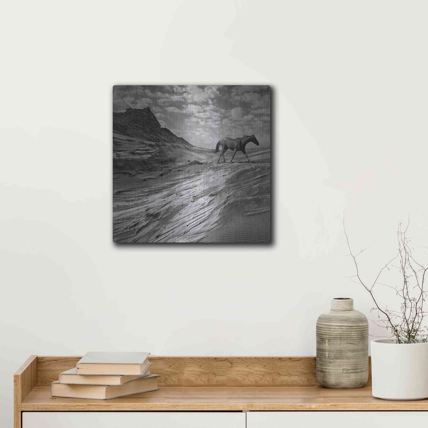 Luxe Metal Art 'Mustang Mountain' by Dariusz Klimczak, Metal Wall Art,12x12