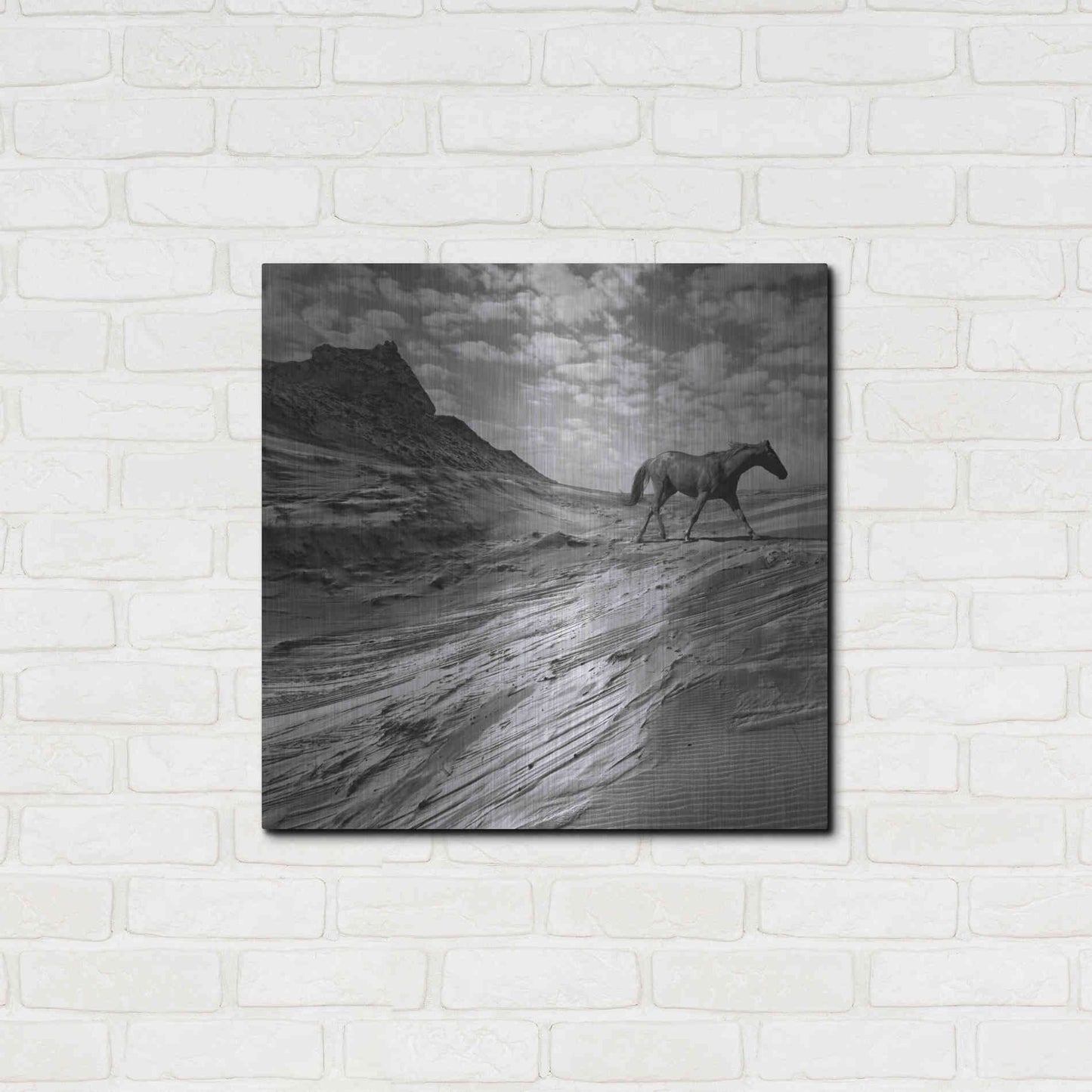 Luxe Metal Art 'Mustang Mountain' by Dariusz Klimczak, Metal Wall Art,24x24