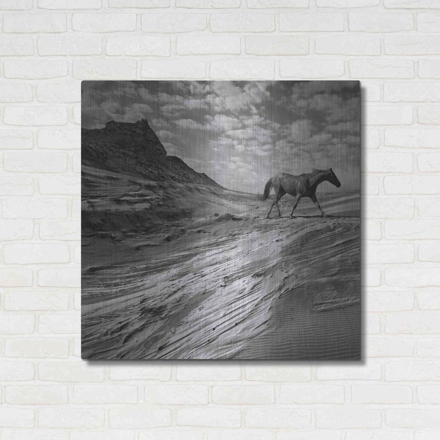 Luxe Metal Art 'Mustang Mountain' by Dariusz Klimczak, Metal Wall Art,36x36