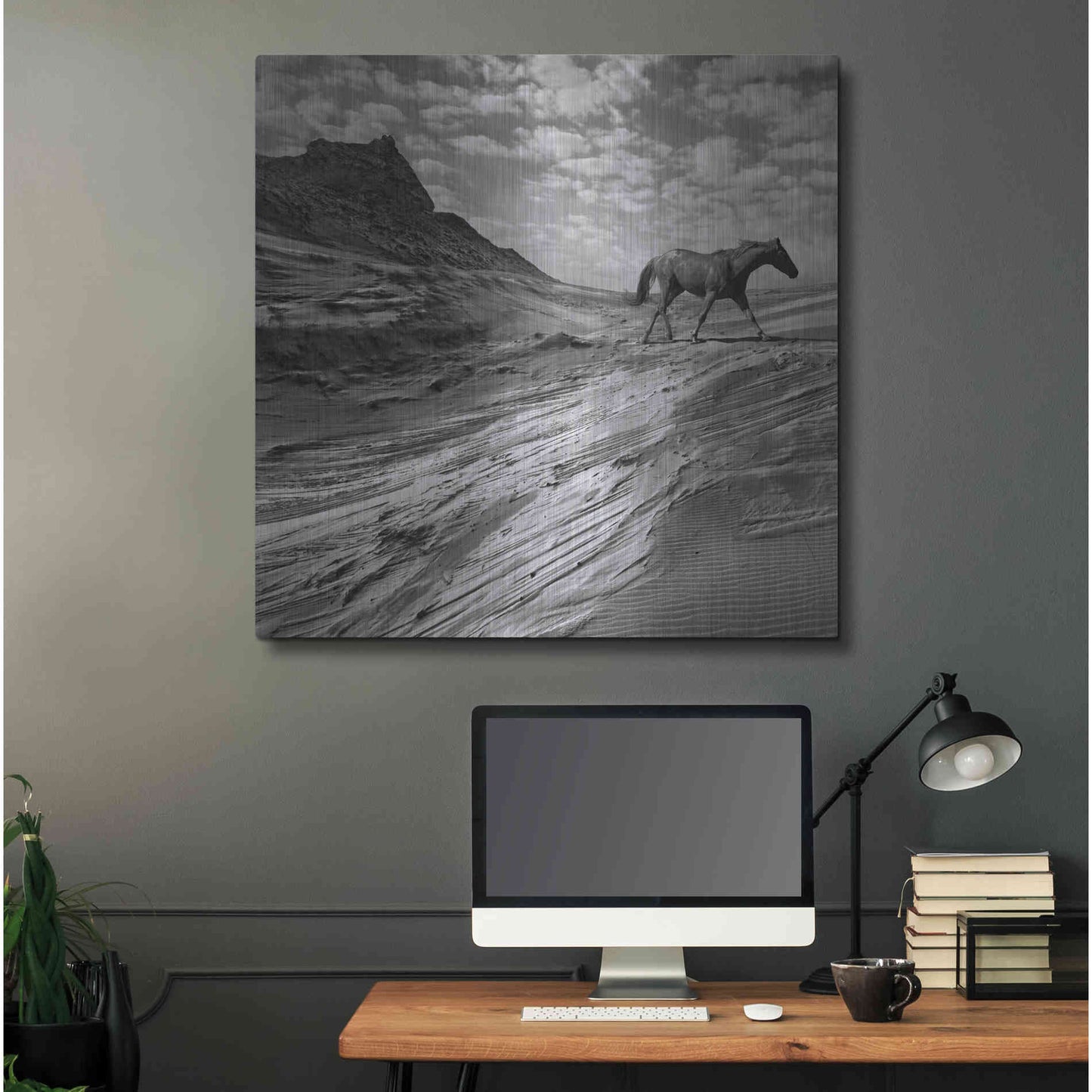 Luxe Metal Art 'Mustang Mountain' by Dariusz Klimczak, Metal Wall Art,36x36