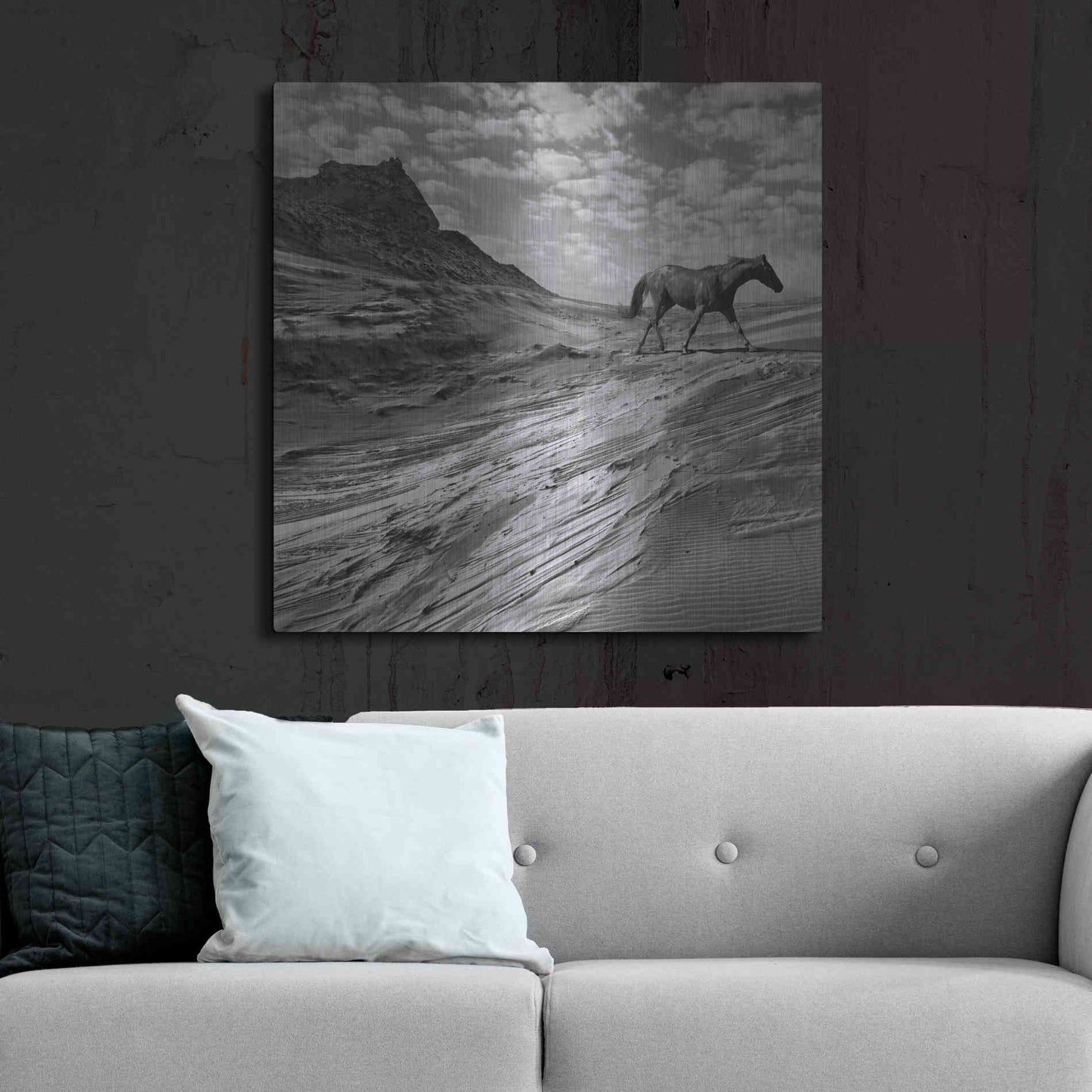 Luxe Metal Art 'Mustang Mountain' by Dariusz Klimczak, Metal Wall Art,36x36