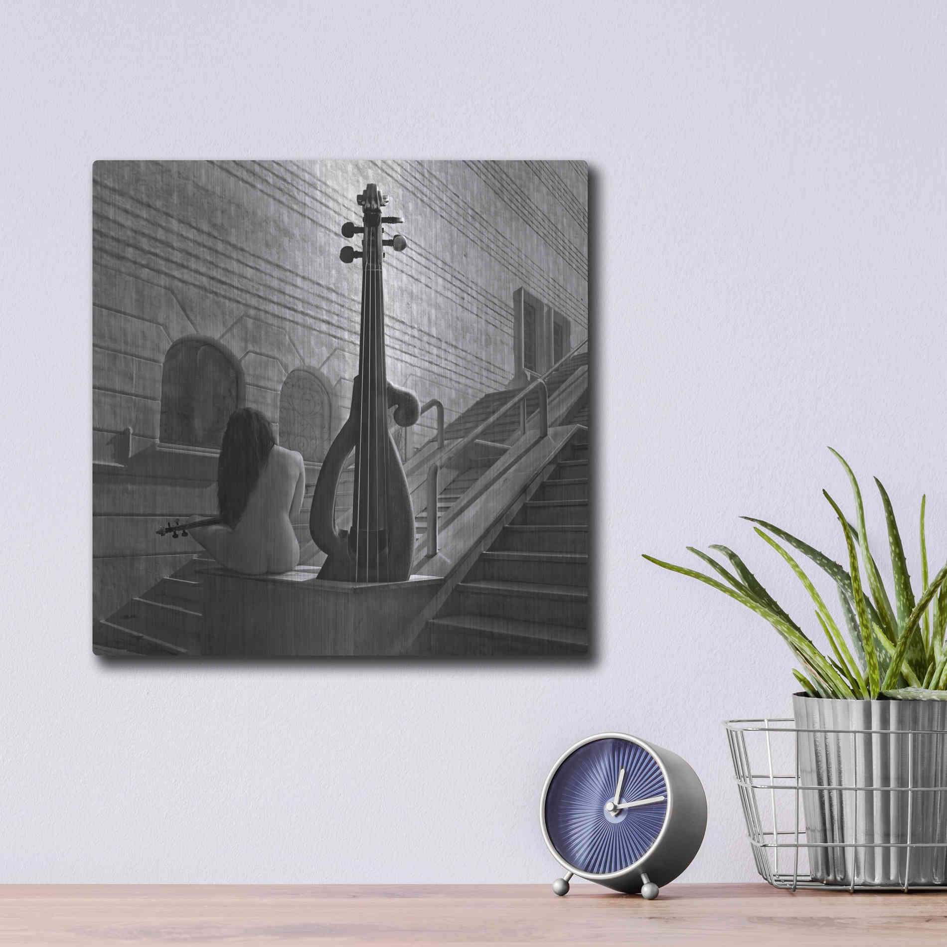 Luxe Metal Art 'Violinist' by Dariusz Klimczak, Metal Wall Art,12x12