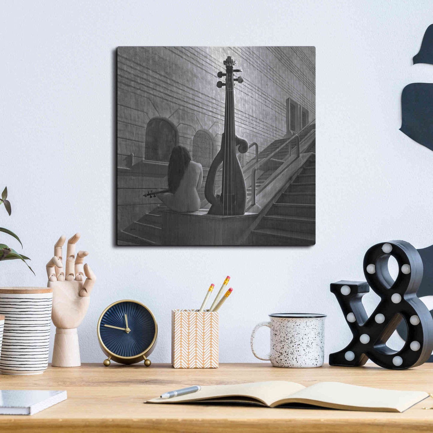 Luxe Metal Art 'Violinist' by Dariusz Klimczak, Metal Wall Art,12x12