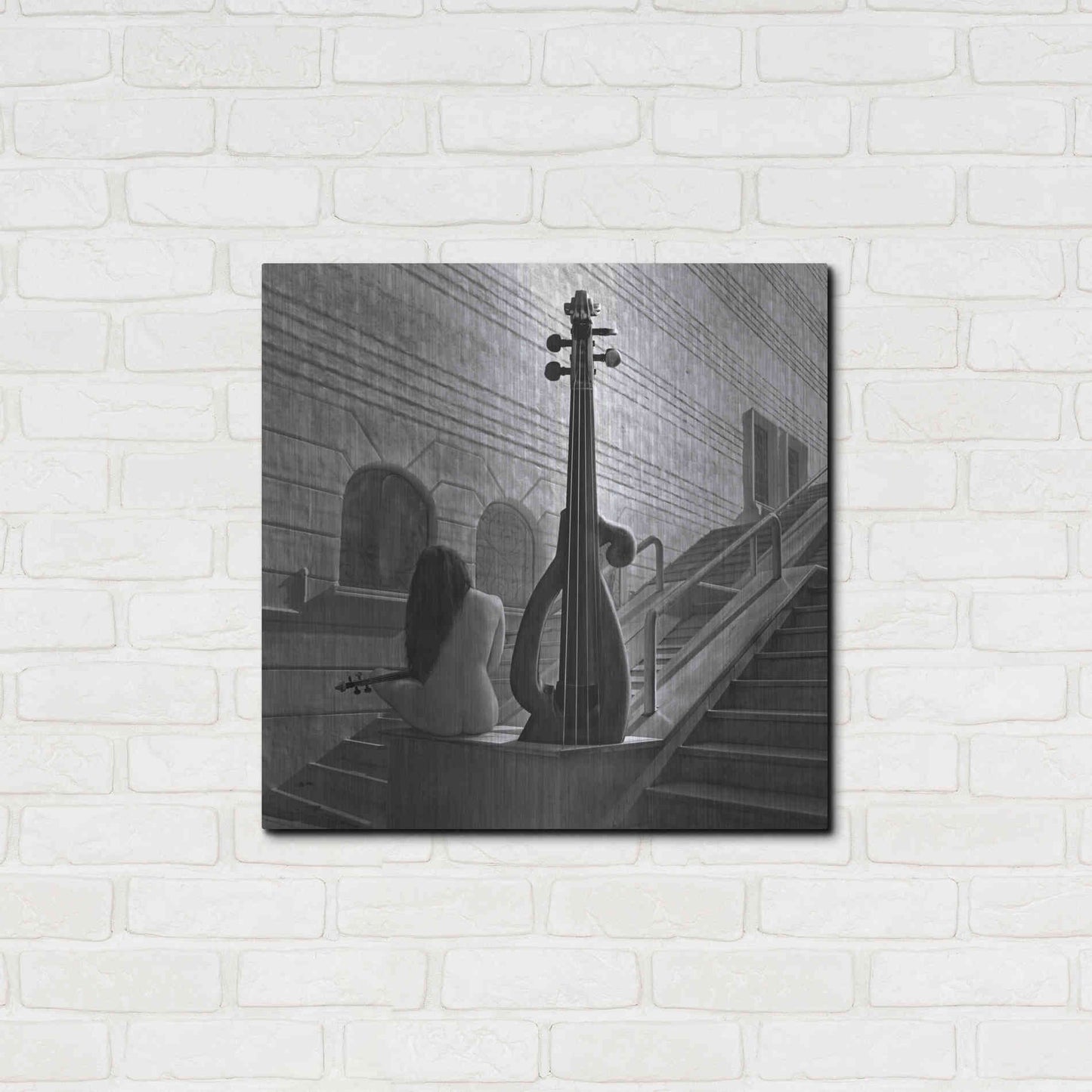 Luxe Metal Art 'Violinist' by Dariusz Klimczak, Metal Wall Art,24x24