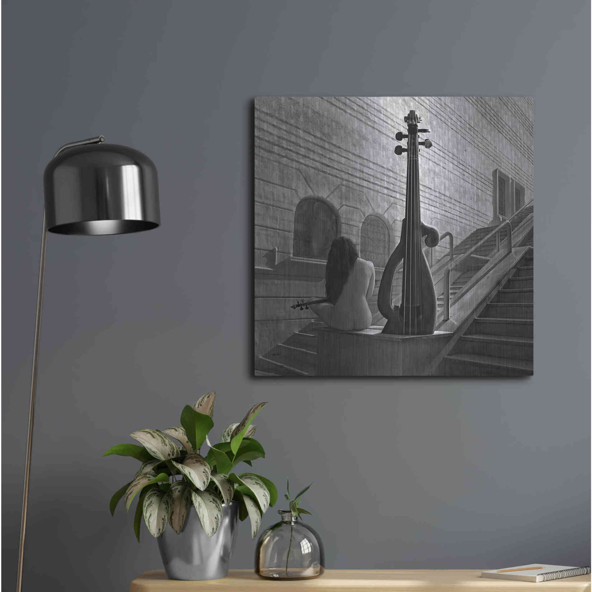 Luxe Metal Art 'Violinist' by Dariusz Klimczak, Metal Wall Art,24x24