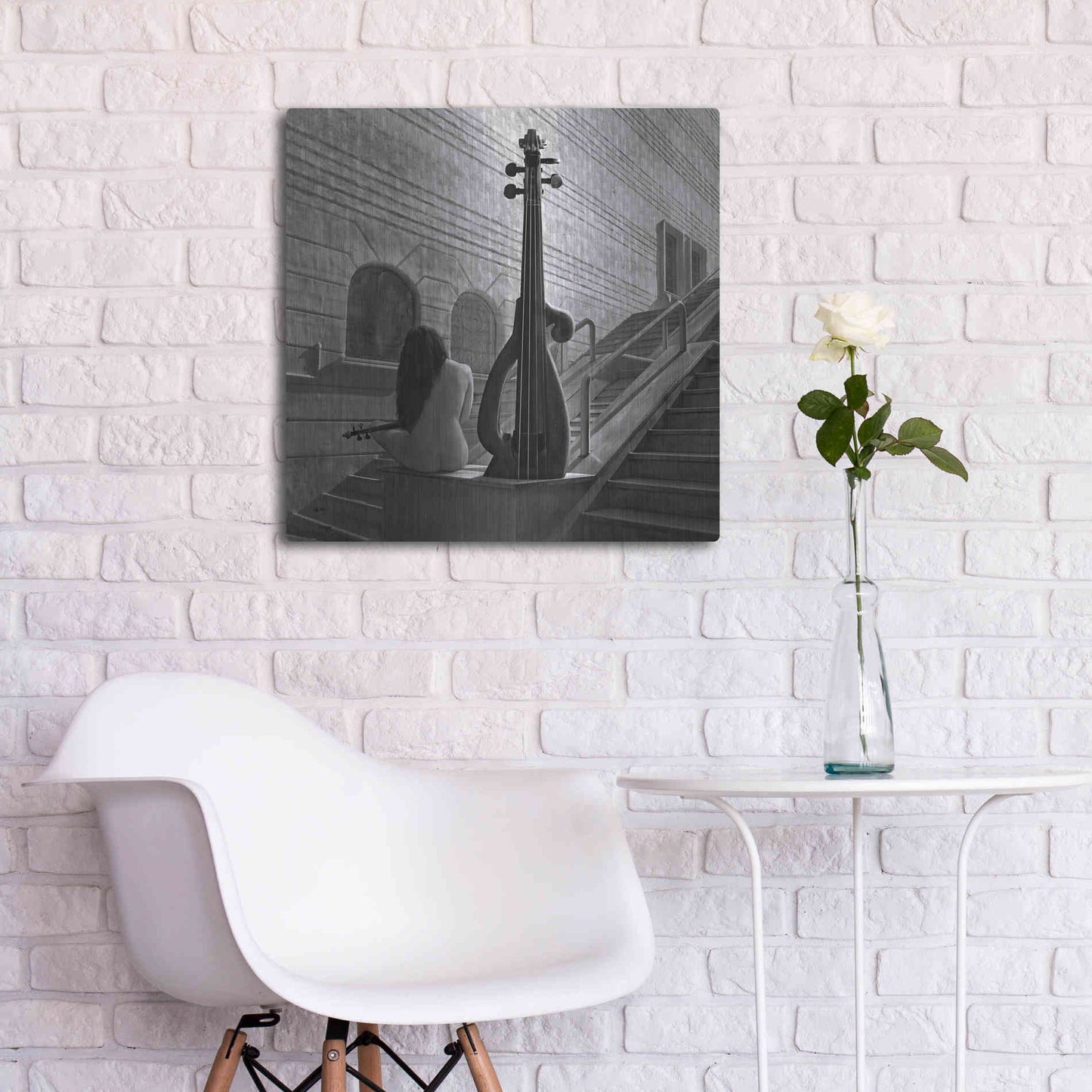 Luxe Metal Art 'Violinist' by Dariusz Klimczak, Metal Wall Art,24x24