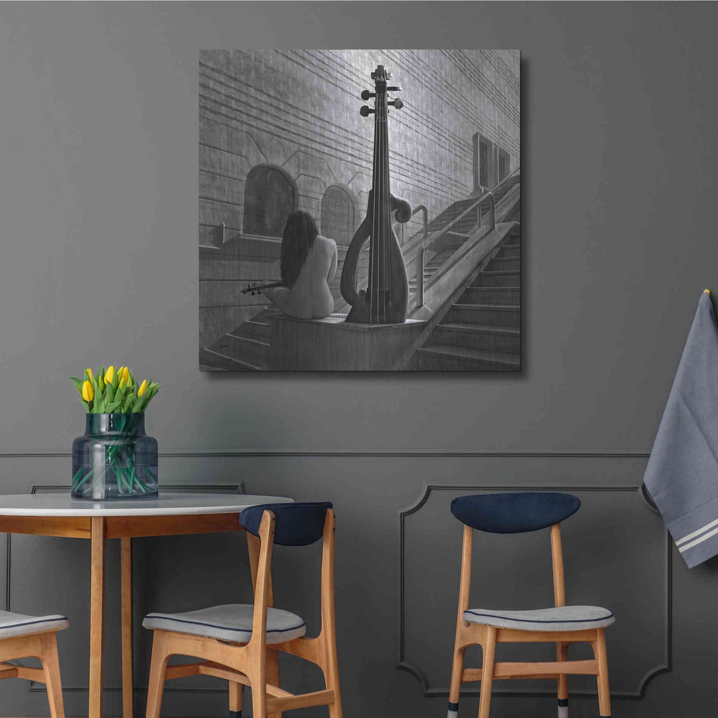 Luxe Metal Art 'Violinist' by Dariusz Klimczak, Metal Wall Art,36x36