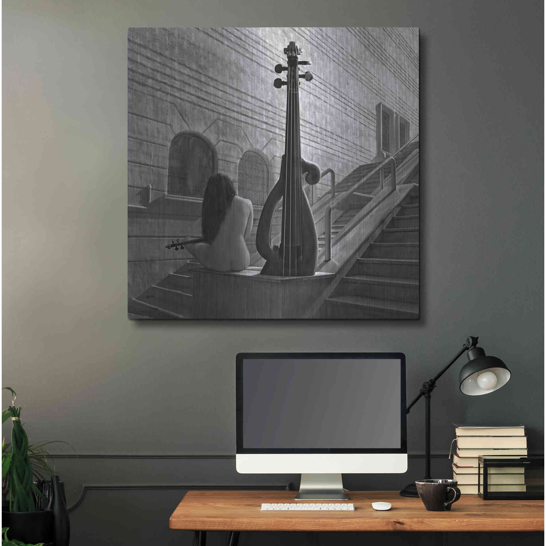 Luxe Metal Art 'Violinist' by Dariusz Klimczak, Metal Wall Art,36x36