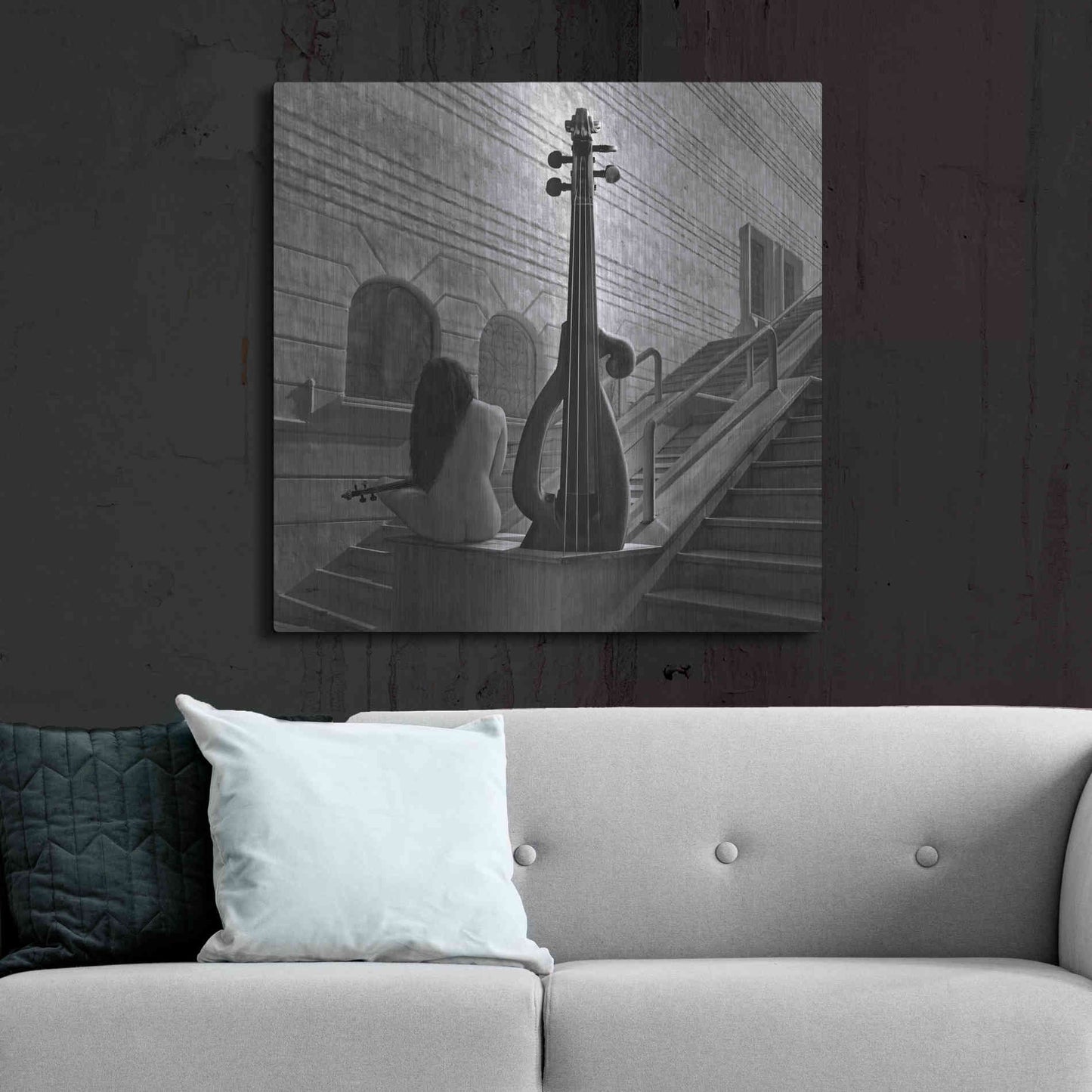 Luxe Metal Art 'Violinist' by Dariusz Klimczak, Metal Wall Art,36x36